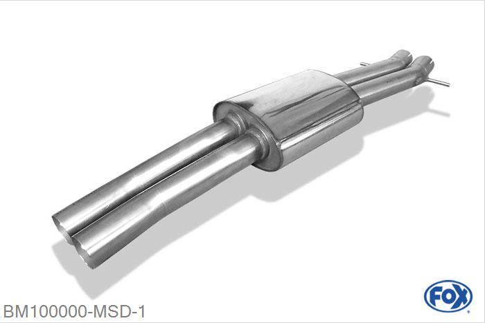 BM100000-MSD, BMW X3 2.5l 141kW 3.0l 170kW 2.0l D 110kW 3.0l D 150kW, Middendemper 2x55mm Buisdiameter Geheel RVS, Absortie demper, mooie diepe sound, Met E-keur