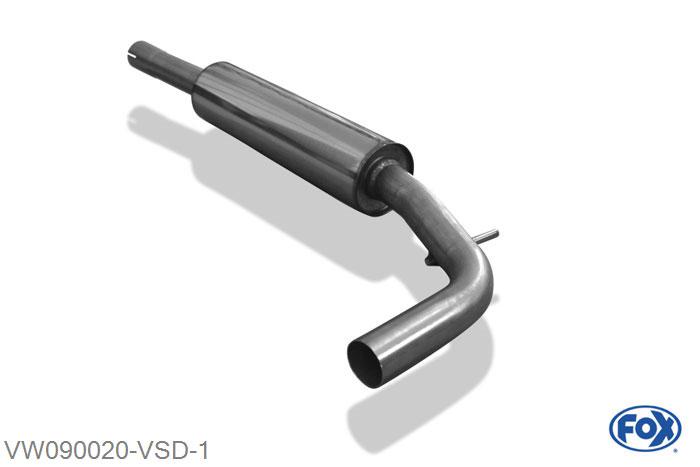 VW090020-VSD, VW Lupo 6X 1.4l 74/77kW 1.6l 92kW, Voordemper 50mm Buisdiameter Geheel RVS, Absortie demper, mooie diepe sound, EG-Gutachten