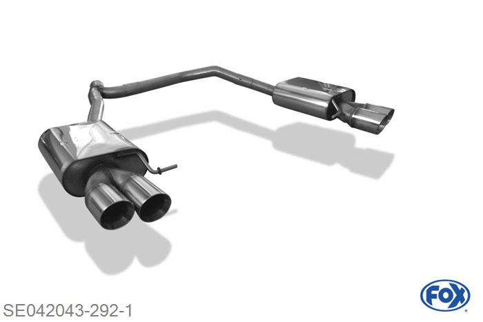 SE042043-292, Seat Leon 5F ST 2.0l TDI 110/135kW, Einddemper rechts/links - 2x90mm  Type 25 rechts/links 63,5/ 2x55mm Buisdiameter Geheel RVS, Absortie demper, mooie diepe sound, Met E-keur