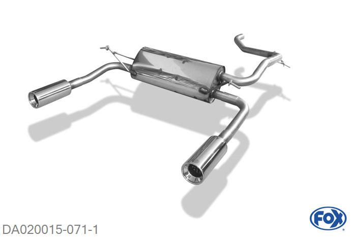 DA020015-071, Daihatsu Materia 1.3l 67kW 1.5l 76kW, Einddemper rechts/links - 1x90mm  Type 13 rechts/links 45mm Buisdiameter Geheel RVS, Absortie demper, mooie diepe sound, Met E-keur