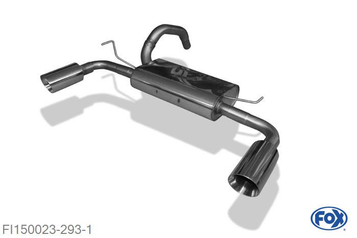 FI150023-293, Fiat 500 Abarth 1.4l 99kW, Einddemper met uitgang rechts/links - 1x100mm  Type 25 rechts/links 60mm Buisdiameter Geheel RVS, Absortie demper, mooie diepe sound, Met E-keur