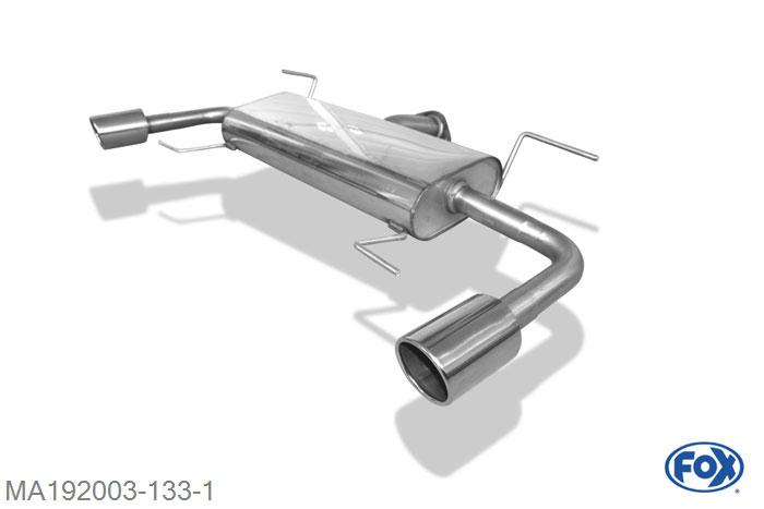 MA192003-133, Mazda 6 - GJ Limousine 2.0l 107/121kW 2.5l 141kW, Einddemper met uitgang rechts/links - 1x100mm  Type 16 rechts/links 63,5mm Buisdiameter Geheel RVS, Absortie demper, mooie diepe sound, Met E-keur