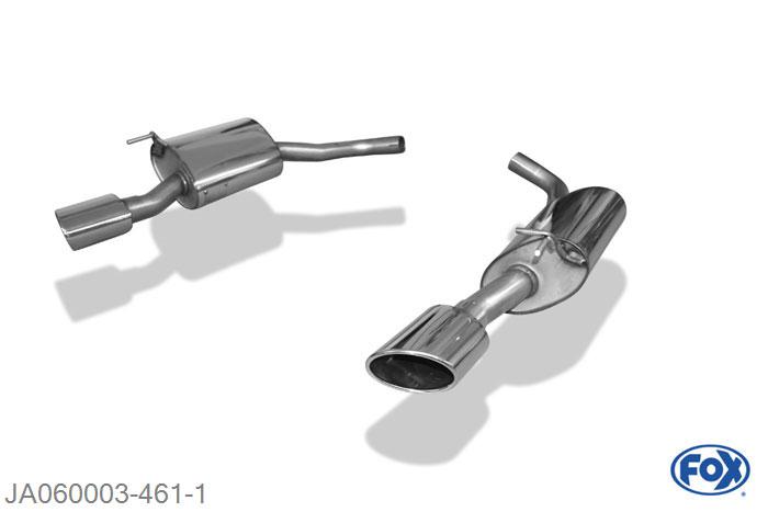 JA060003-461, Jaguar XK8 Typ QEV/ QDV 4.0l 209/267kW, Einddemper rechts/links  - 115x85mm  Type 38 rechts/links 55mm Buisdiameter Geheel RVS, Absortie demper, mooie diepe sound, Met E-keur