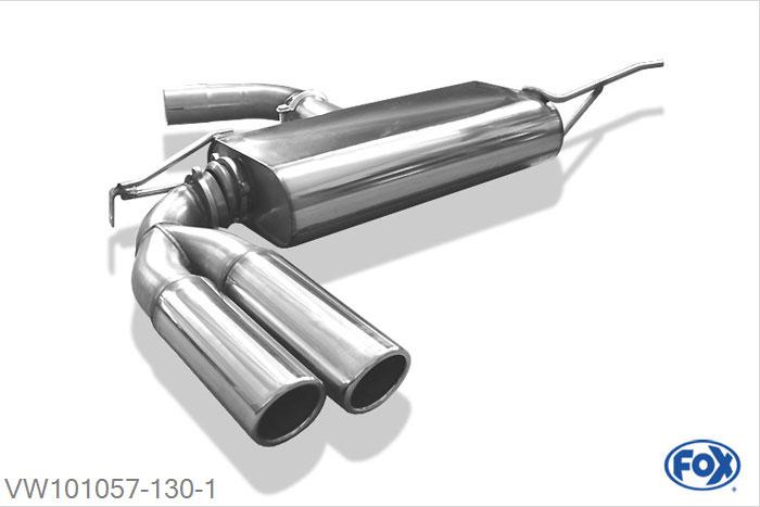 VW101057-130, VW Beetle 1,4l - 16 (5C) Coupe & Cabrio - Einzelradaufh. 1.4l 118kW, Einddemper einseitig - 2x80mm  Type 16 70mm Buisdiameter Geheel RVS, Absortie demper, mooie diepe sound, Met E-keur