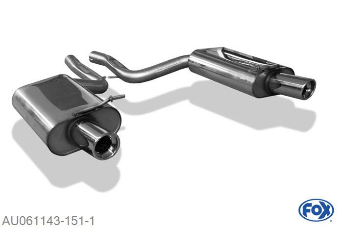 AU061143-151, Audi S4 B6 4.2l 253kW, Einddemper rechts/links - 1x90mm  Type 17 rechts/links 63,5mm Buisdiameter Geheel RVS, Absortie demper, mooie diepe sound, TUV-Teilegutachten (eintragungspflichtig)