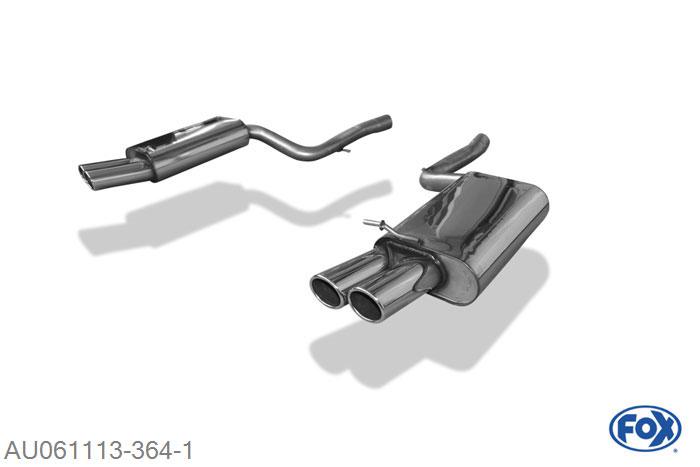 AU061113-364, Audi A4 Typ B7 quattro 1.8l 120kW 2.0l 147kW 3.0l TDI 150/171kW, Einddemper rechts/links O63,5mm - 2x88x74mm  Type 32  rechts/links 63,5mm Buisdiameter Geheel RVS, Absortie demper, mooie diepe sound, Teilegutachten (eintragungspflichtig)