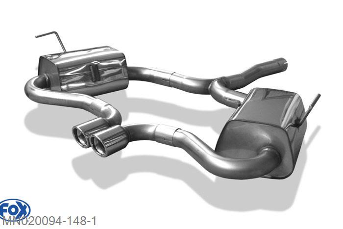 MN020094-148, Mini Cooper S R53 1.6l 120/125kW, Einddemper rechts/links uitgang midden - 2x76mm  Type 17 Geheel RVS, Absortie demper, mooie diepe sound, Met E-keur