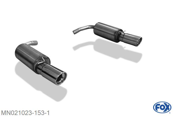 MN021023-153, Mini Cooper Clubman R55 1.6l 128kW, Einddemper rechts/links - 1x100mm  Type 17 rechts/links 2x45mm Buisdiameter Geheel RVS, Absortie demper, mooie diepe sound, Met E-keur