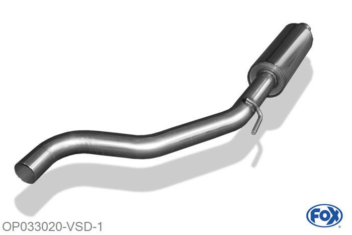 OP033020-VSD, Opel Corsa D OPC - 141kW 1.6l 141kW, Voordemper O63,5mm 63,5mm Buisdiameter Geheel RVS, Absortie demper, mooie diepe sound, Met E-keur