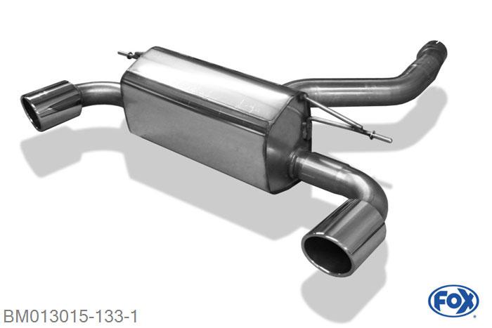 BM013015-133, BMW F20/F21 - M135i 3.0l 235/240kW, Einddemper met uitgang rechts/links - 1x100mm  Type 16 rechts/links 80mm Buisdiameter Geheel RVS, Absortie demper, mooie diepe sound, Met E-keur