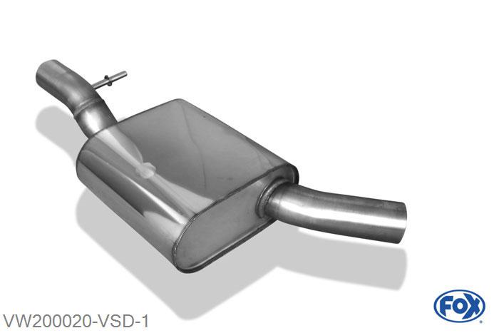 VW200020-VSD, VW Tiguan 5N - 4motion 1.4l TSI 110/118kW 2.0l TFSI 125/132/147/155kW, Voordemper voor VW200025-xxx 63,5mm Buisdiameter Geheel RVS, Met E-keur
