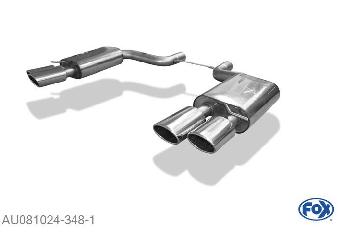 AU081024-348, Audi S8 - 4E 5.2l 331kW, Einddemper rechts/links - 2x115x85mm  Type 32 rechts/links 70mm Buisdiameter Geheel RVS, Absortie demper, mooie diepe sound, Teilegutachten (muss eingetragen werden)