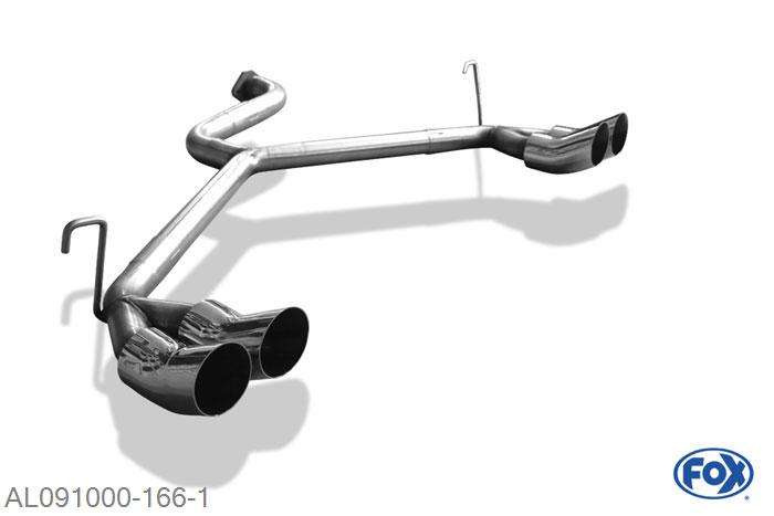AL091000-166, Alfa GTV Typ 916, Endrohrsystem uitgang rechts/links - 2x76mm  Type 18 rechts/links Geheel RVS
