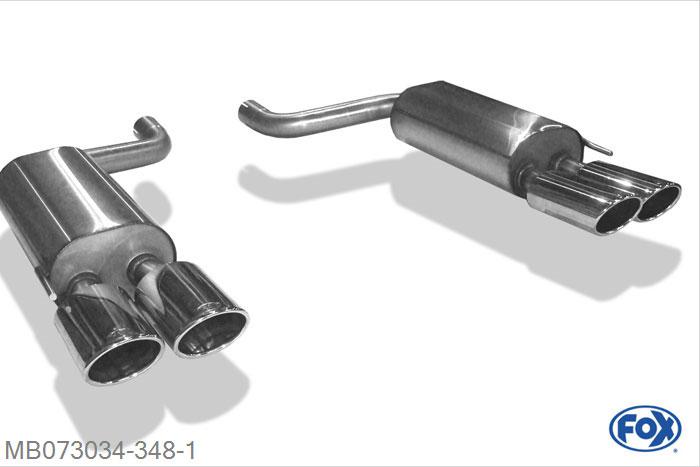MB073034-348, Mercedes S-Klasse W220 5.0l 220/225kW 5.8l 270kW, Einddemper rechts/links - 2x115x85mm  Type 32 rechts/links Geheel RVS, Absortie demper, mooie diepe sound, Met E-keur