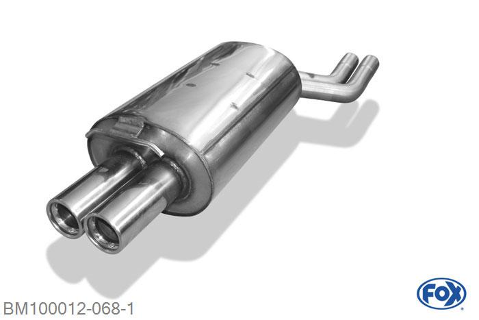 BM100012-068, BMW X3 2.5l 141kW 3.0l 170kW 2.0l D 110kW 3.0l D 150kW, Einddemper met eindstuk 2x76mm  Type 13 Geheel RVS, Absortie demper, mooie diepe sound, Met E-keur