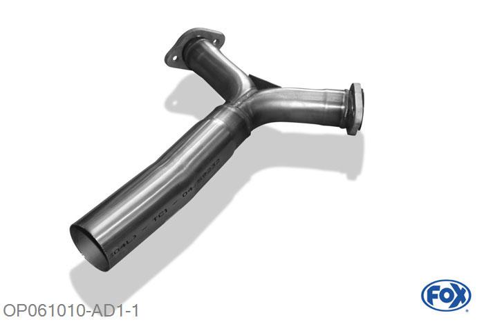 OP061010-AD1, Opel Omega B Caravan 2.5l V6 125kW 3.0l V6 155kW, Y-Adapter voor modellen met Automatik-Schaltung 70mm/ 2x55mm Buisdiameter Geheel RVS