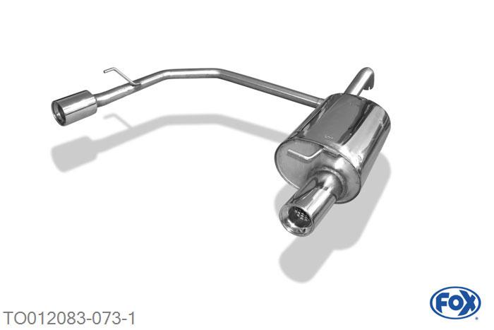 TO012083-073, Toyota Corolla E12 - Hatchback - TS Kompressor 1.8l 160/165kW, Einddemper met uitgang rechts/links - 1x100mm  Type 13 rechts/links 55mm Buisdiameter Geheel RVS, Absortie demper, mooie diepe sound, Met E-keur
