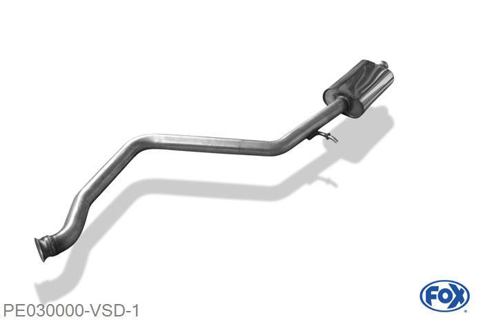 PE030000-VSD, Peugeot 306 1.1l 44kW 1.4l 55kW 1.6l 65kW, Voordemper 50mm Buisdiameter Geheel RVS, Absortie demper, mooie diepe sound, Zonder goedkeuring
