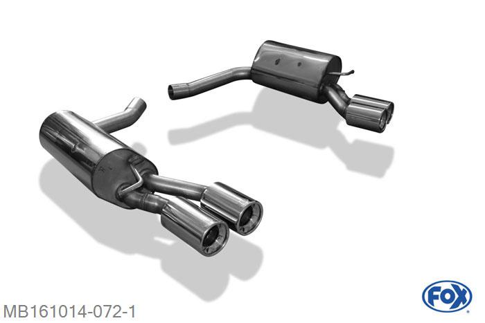 MB161014-072, Mercedes CLS W218 3.5l 225kW, Einddemper rechts/links 63,5mm - 2x90mm  Type 13 rechts/links 63,5mm Buisdiameter Geheel RVS, Absortie demper, mooie diepe sound, Met E-keur