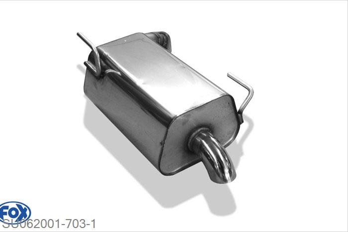 SU062001-703, Subaru Legacy Kombi - BM 2.5l 123kW, Einddemper met eindstuk 1x63mm  Type 26 55mm Buisdiameter Geheel RVS, Absortie demper, mooie diepe sound, Met E-keur