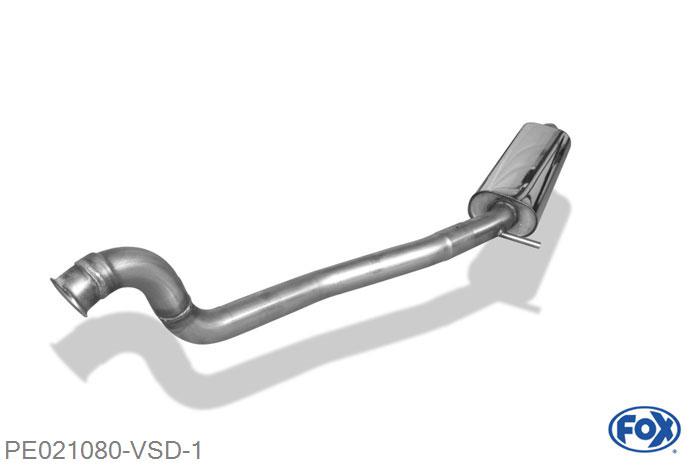 PE021080-VSD, Peugeot 206 RC 2.0l 130kW, Voordemper 63,5mm Buisdiameter Geheel RVS, Absortie demper, mooie diepe sound, Teilegutachten (eintragungspflichtig)