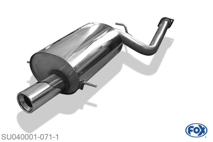 SU040001-071, Subaru Impreza - GD/ GG 2.0l Turbo 155/160kW, Einddemper O63,5mm - 1x90mm  Type 13 63,5mm Buisdiameter Geheel RVS, Absortie demper, mooie diepe sound, Met E-keur