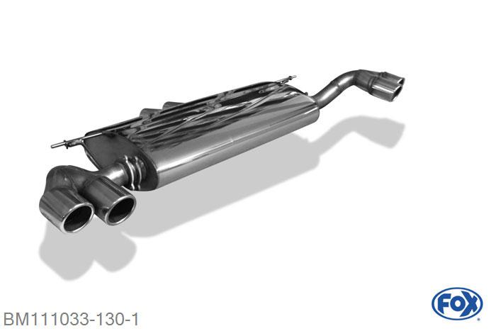 BM111033-130, BMW X5  E70 - 4,8l 261kW 4.8l 261kW, Einddemper met uitgang rechts/links, ingang dubbele buis - 2x80mm  Type 16 rechts/links 63,5mm Buisdiameter Geheel RVS, Absortie demper, mooie diepe sound, Met E-keur