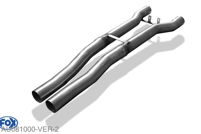 AU081000-VER, Audi A8 Typ 4E 3.7l 206kW 4.2l 246kW, Voordemper vervangende buis O70mm langer Radstand 70mm Buisdiameter Geheel RVS, Zonder goedkeuring