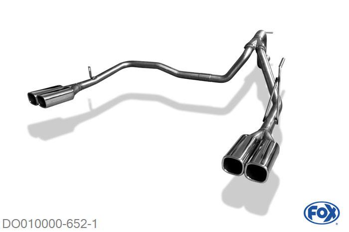 DO010000-652, Dodge Nitro 3.7l 151kW 4.0l 191kW 2.8l D 130kW, Endrohrsystem rechts/links - 2x78x75mm  Type 70 rechts/links 63,5mm/ 2x50mm Buisdiameter Geheel RVS, ABE (eintragungsfrei)