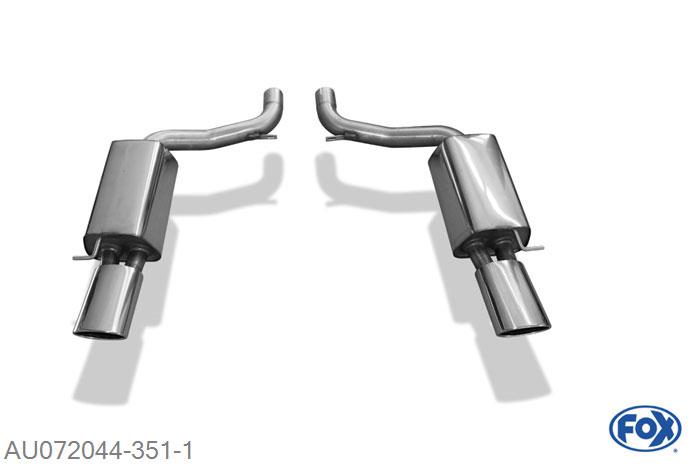 AU072044-351, Audi RS6 4F 5.0l 426kW, Einddemper rechts/links - 140x90mm  Type 32 rechts/links 70mm Buisdiameter Geheel RVS, Absortie demper, mooie diepe sound, EG-Genehmigung (eintragungsfrei)