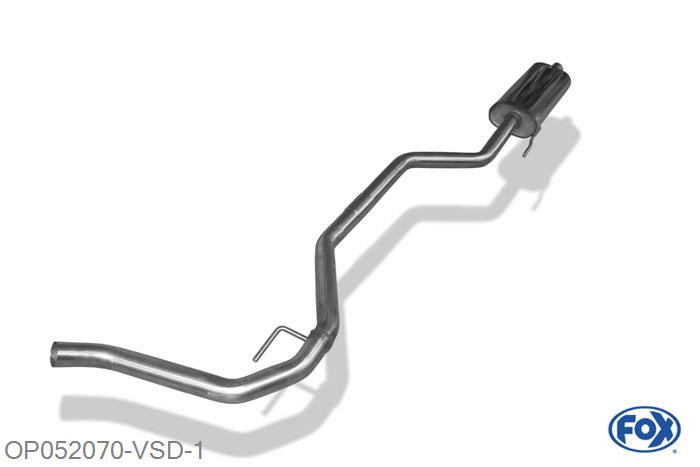 OP052070-VSD, Opel Vectra C Caravan 1.6l 74/77kW 1.8l 81/90/103kW, Voordemper 50mm Buisdiameter Geheel RVS, Absortie demper, mooie diepe sound, Met E-keur
