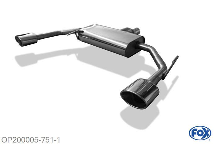 OP200005-751, Opel Signum Sportheck 2.0l 129kW 2.8l 169kW, Einddemper met uitgang rechts/links - 140x90mm  Type 44 rechts/links 70mm Buisdiameter Geheel RVS, Absortie demper, mooie diepe sound, Met E-keur