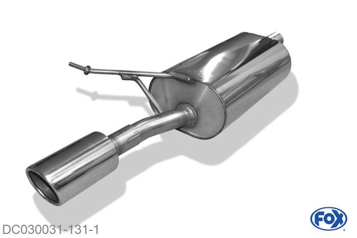 DC030031-131, Dacia Duster 4x2 - Frontantrieb 1.6l 77/84kW 1.5l D 63/66/79/80kW, Einddemper met eindstuk 1x90mm  Type 16 50mm Buisdiameter Geheel RVS, Absortie demper, mooie diepe sound, Met E-keur
