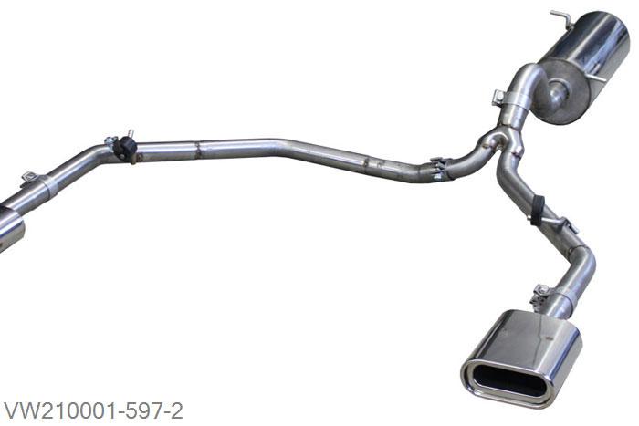 VW210001-597, VW Amarok 4x4 2.0l TDI 90/120/132kW 3.0l TDI 150/165KW, Einddemper met uitgang rechts/links - 160x80mm  Type 53 rechts/links 63,5mm Buisdiameter Geheel RVS, Absortie demper, mooie diepe sound, Met E-keur
