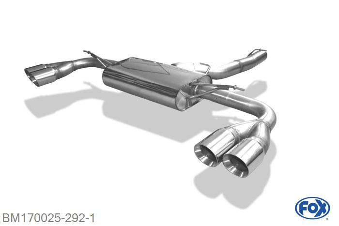 BM170025-292, BMW X4 F26 - 35i 3.0l 225kW 3.0l D 230kW, Einddemper met uitgang rechts/links - 2x90mm  Type 25 rechts/links 80mm Buisdiameter Geheel RVS, Absortie demper, mooie diepe sound, Met E-keur