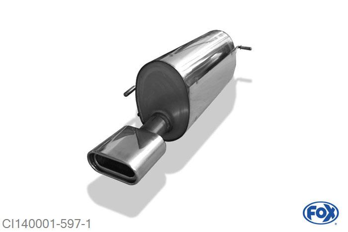 CI140001-597, Citroen C4 Coupe 2.0l 130kW, Einddemper met eindstuk 160x80mm  Type 53 63,5mm Buisdiameter Geheel RVS, Absortie demper, mooie diepe sound, Met E-keur