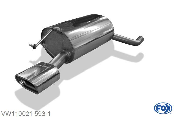 VW110021-593, VW Bora 1J/ Bora 1J Variant - 4-Motion 2.3l 110kW, Einddemper met eindstuk 135x80mm  Type 53 50mm Buisdiameter Geheel RVS, Absortie demper, mooie diepe sound, Met E-keur