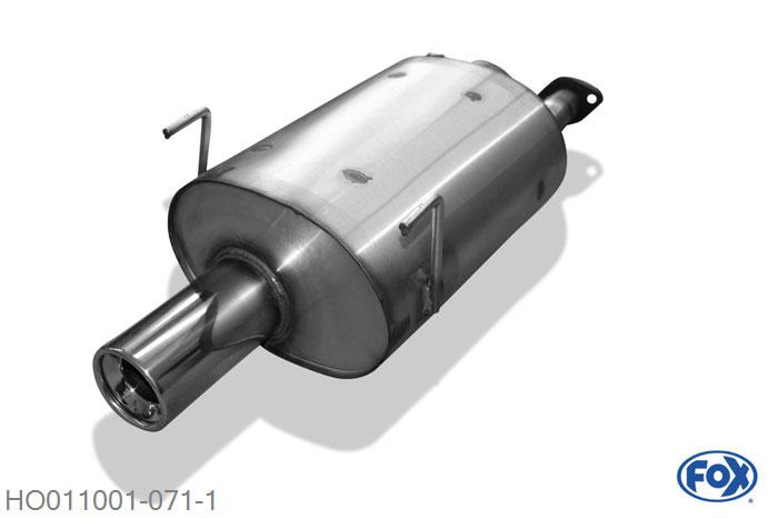 HO011001-071, Honda Civic IV EG 2/3/4/6 EK1/3/4, Einddemper met eindstuk 1x90mm  Type 13 Geheel RVS, Absortie demper, mooie diepe sound, Met E-keur