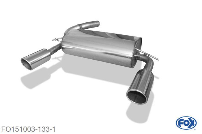 FO151003-133, Ford Kuga II - 4x4 2.0l D 100/103/110/120/132kW, Einddemper met uitgang rechts/links - 1x100mm  Type 17 rechts/links 63,5mm Buisdiameter Geheel RVS, Absortie demper, mooie diepe sound, ECE-certification