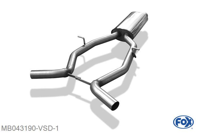MB043190-VSD, Mercedes E-Klasse A207 4-Zylinder Facelift 2.0l 155kW, Voordemper 63,5/ 2x55mm Buisdiameter Geheel RVS, Absortie demper, mooie diepe sound, Met E-keur