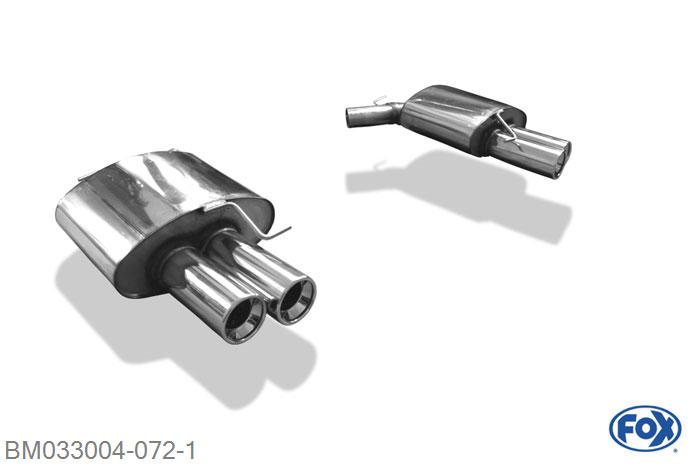 BM033004-072, BMW F10/F11 535d 3.0l D 190/220kW, Einddemper rechts/links - 2x90mm  Type 13 rechts/links 70mm Buisdiameter Geheel RVS, Absortie demper, mooie diepe sound, Met E-keur