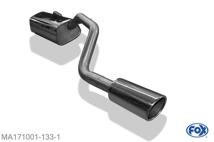 MA171001-133, Mazda 3 BL - Benzin 1.6l 77kW, Einddemper met eindstuk 1x100mm  Type 16 55mm Buisdiameter Geheel RVS, Absortie demper, mooie diepe sound, Met E-keur