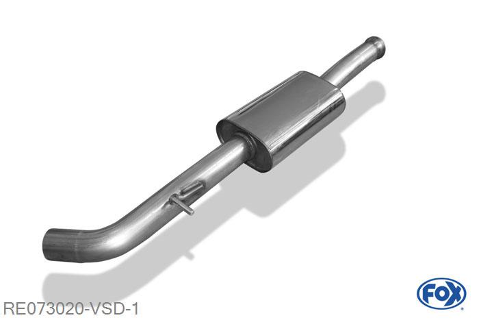 RE073020-VSD, Renault Clio IV RS 1.6l 147kW, Voordemper 63,5mm Buisdiameter Geheel RVS, Absortie demper, mooie diepe sound, Met E-keur