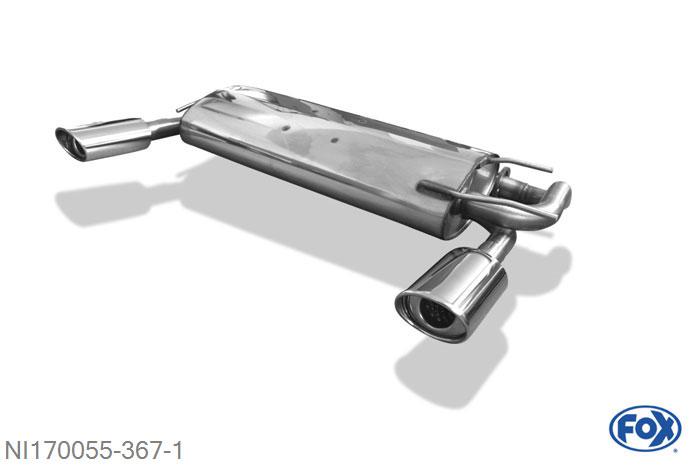 NI170055-367, Nissan X-Trail Typ T30 2.0l 103kW 2.5l 121kW 2.2l D 84/100kW, Einddemper met uitgang rechts/links - 115x85mm  Type 33 rechts/links 50mm Buisdiameter Geheel RVS, Absortie demper, mooie diepe sound, Met E-keur