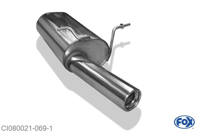 CI080021-069, Citroen Xsara Picasso N68 1.6l 65/70/80kW, Einddemper met eindstuk 1x80mm  Type 13 50mm Buisdiameter Geheel RVS, Absortie demper, mooie diepe sound, Met E-keur