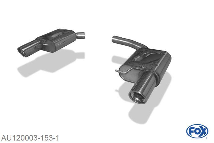AU120003-153, Audi A4 B8/ A5 8T quattro  Coupe/A5 Cabrio 2.7l TDI 120/140kW 3.0l TDI 150/155/176kW, Einddemper rechts/links voor 1-Rohr - 1x100mm  Type 17 rechts/links 63,5mm Buisdiameter Geheel RVS, Absortie demper, mooie diepe sound, Met E-keur