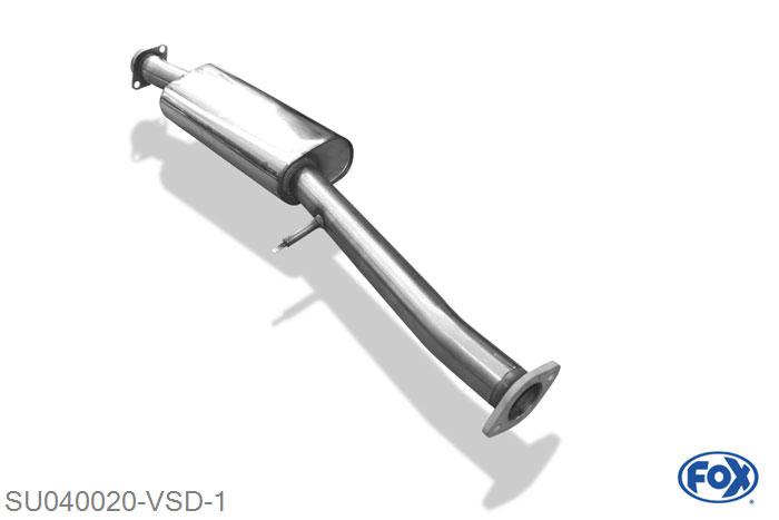 SU040020-VSD, Subaru Impreza GD/ GG - Schragheck & Stufenheck 2.0l 118kW, Voordemper 63,5mm Buisdiameter Geheel RVS, Absortie demper, mooie diepe sound, Met E-keur