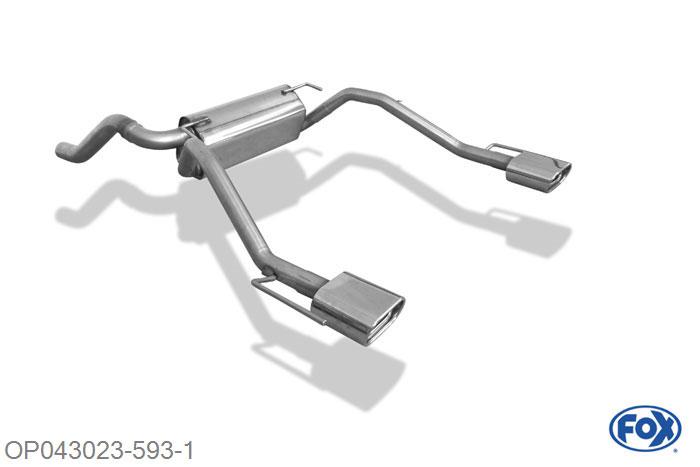 OP043023-593, Opel Astra J Limousine 1.4l Turbo 88/103kW 1.6l 132kW, Einddemper met uitgang rechts/links - 135x80mm  Type 53 rechts/links 63,5mm Buisdiameter Geheel RVS, Absortie demper, mooie diepe sound, EG-Gutachen (eintragungsfrei)