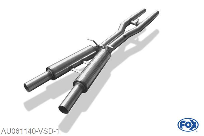 AU061140-VSD, Audi S4 B6 4.2l 253kW, Voordemper 63,5mm Buisdiameter Geheel RVS, Absortie demper, mooie diepe sound, TUV-Teilegutachten (eintragungspflichtig)