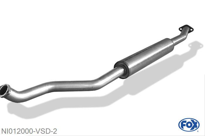 NI012000-VSD, Nissan Micra K12 - U1 1.2l 16V 48/59kW 1.4l 16V 65kW 1.5l dCi 48/60kW, Voordemper voor modellen met chasisnummer U1 55mm Buisdiameter Geheel RVS, Met E-keur
